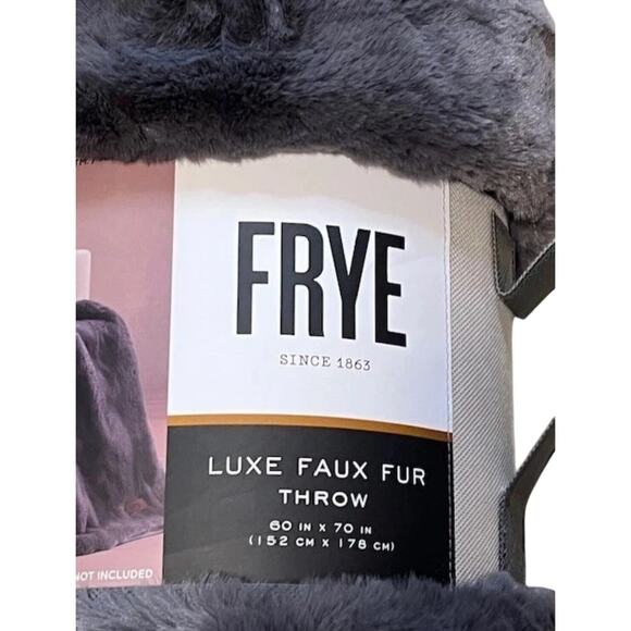 FRYE Luxe Faux Fur Luxury Throw, Reversible 60" X 70" Gray - Picture 6 of 6